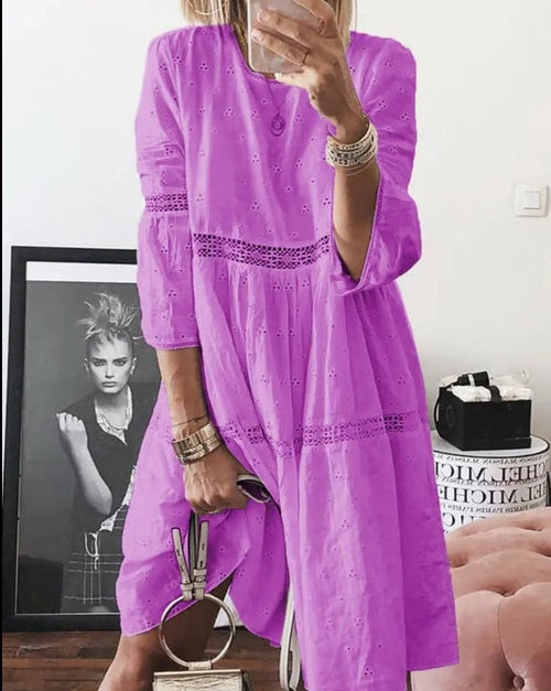 Fina Dam Klänningar Broderad Elegant Design i Mjuk Tyg-1