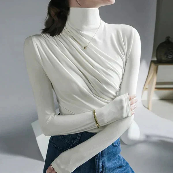 Dam Blus Ruffles Musselin Elegant Stående Krage-3