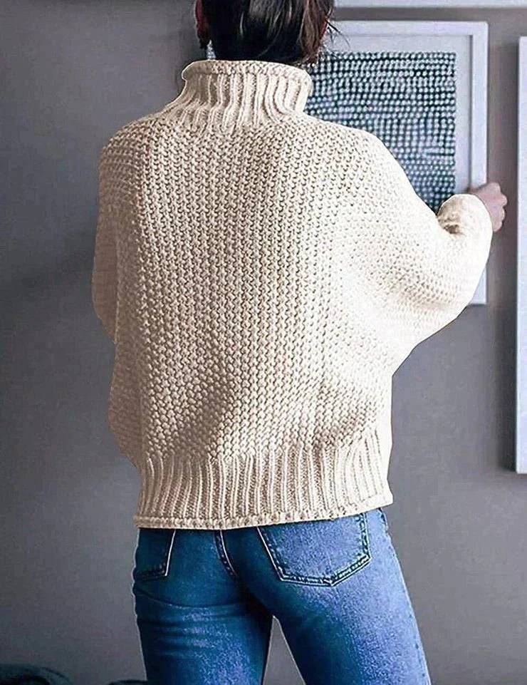 Stickad Dam Tröja Oversized Turtleneck Mjuk Akryl 2