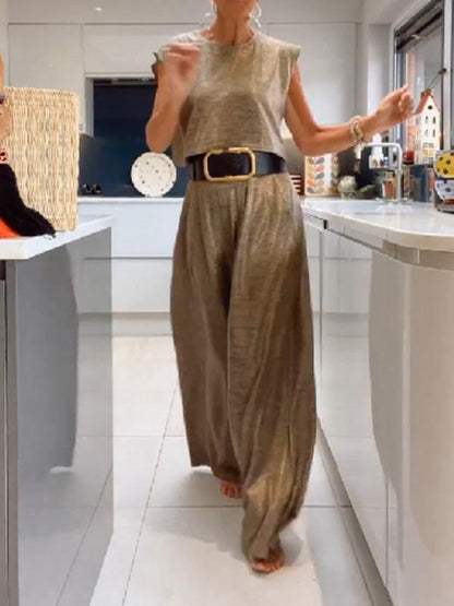 Damer Lätta Byxor Ärmlös Topp Mjukt Material-3