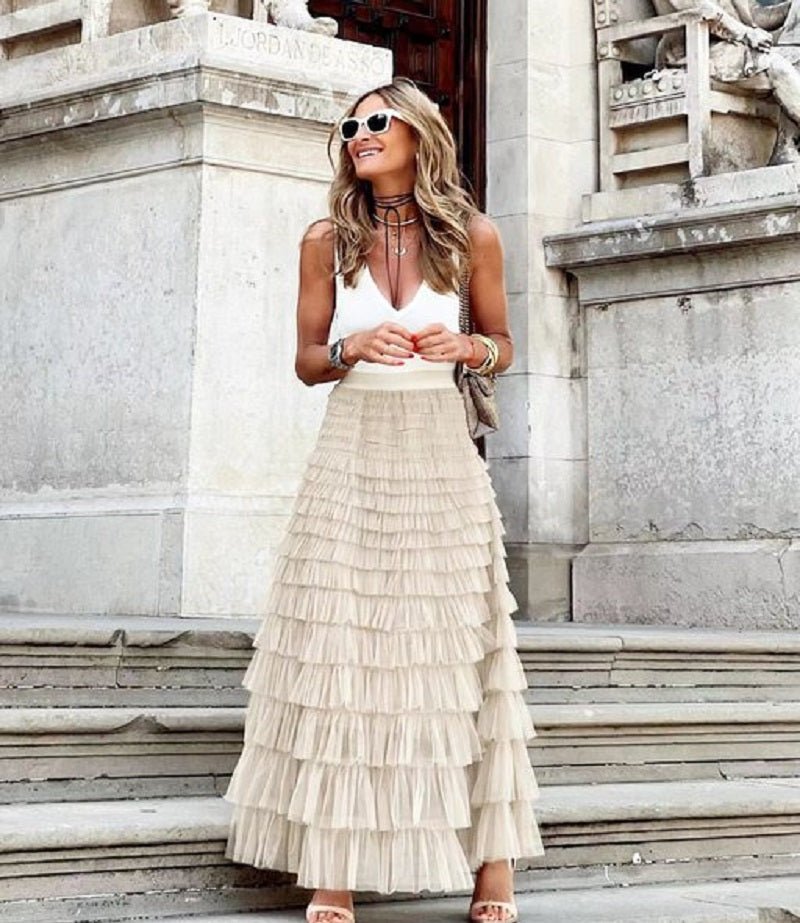 Lång Kjol Dam i Elegant Design – Hög Midja, Mjukt Material, Perfekt för Avslappnade och Formella Tillfällen 8