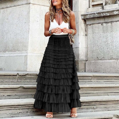 Lång Kjol Dam i Elegant Design – Hög Midja, Mjukt Material, Perfekt för Avslappnade och Formella Tillfällen 7