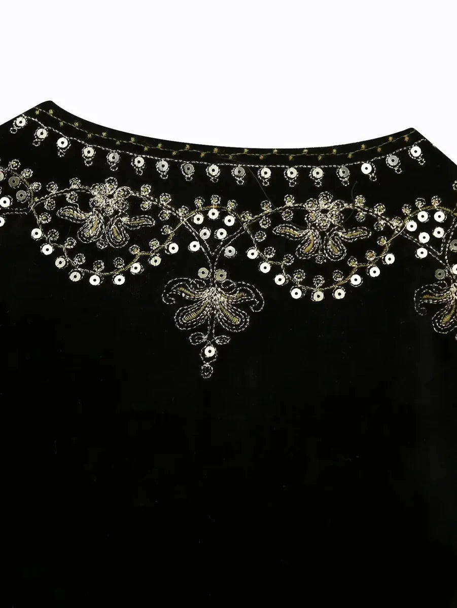 Kvinnors Broderad Jacka Elegant Högkvalitativt Tyg-6