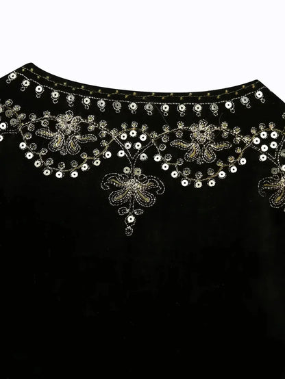 Kvinnors Broderad Jacka Elegant Högkvalitativt Tyg-6