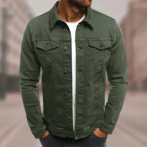 Slim Fit Herrjacka i 100% Bomull – Denimjacka för Höst med Flera Fickor och Trendiga Detaljer 1