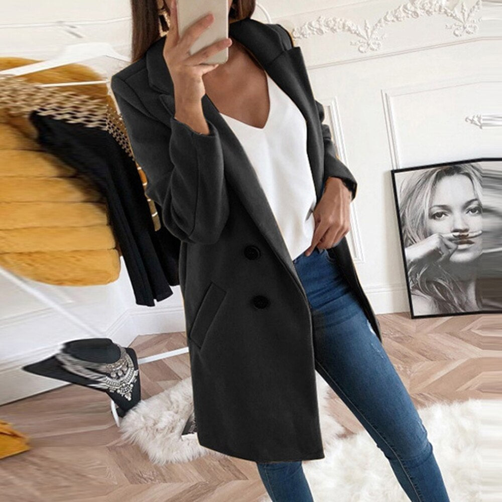 Dam Blazer Tidlös Design Högkvalitativt Material för Arbete och Fritid-3