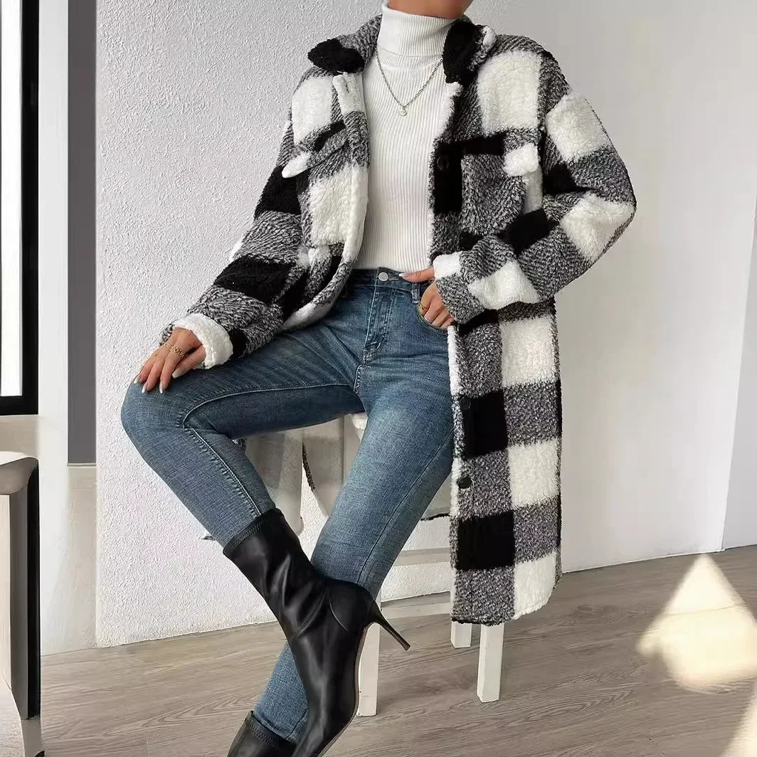 Damenjacke Kariertes Trendy Design Polyester-2
