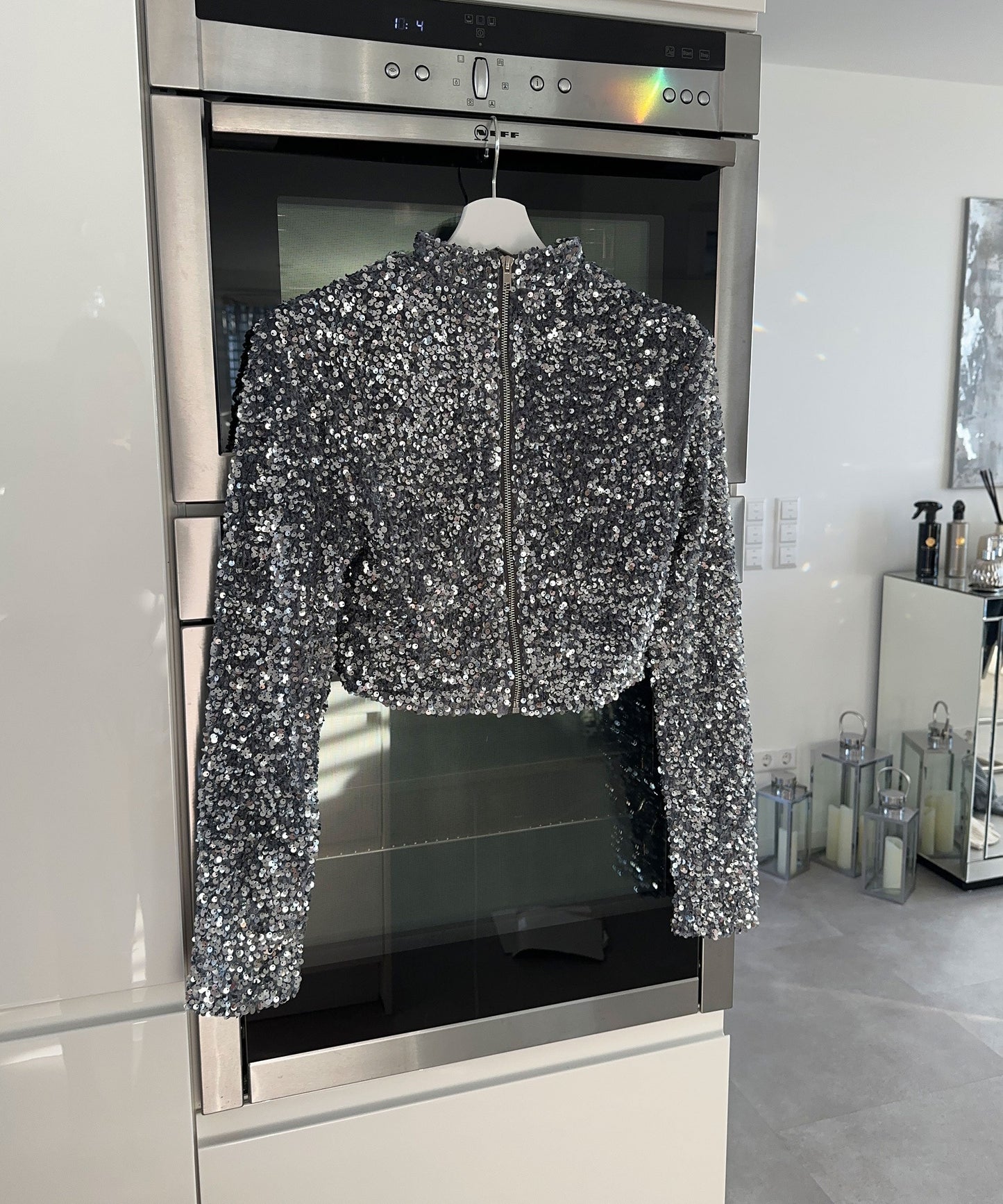 Kvinnors Långärmad Paljetttopp Elegant Mjuk Tyg 4