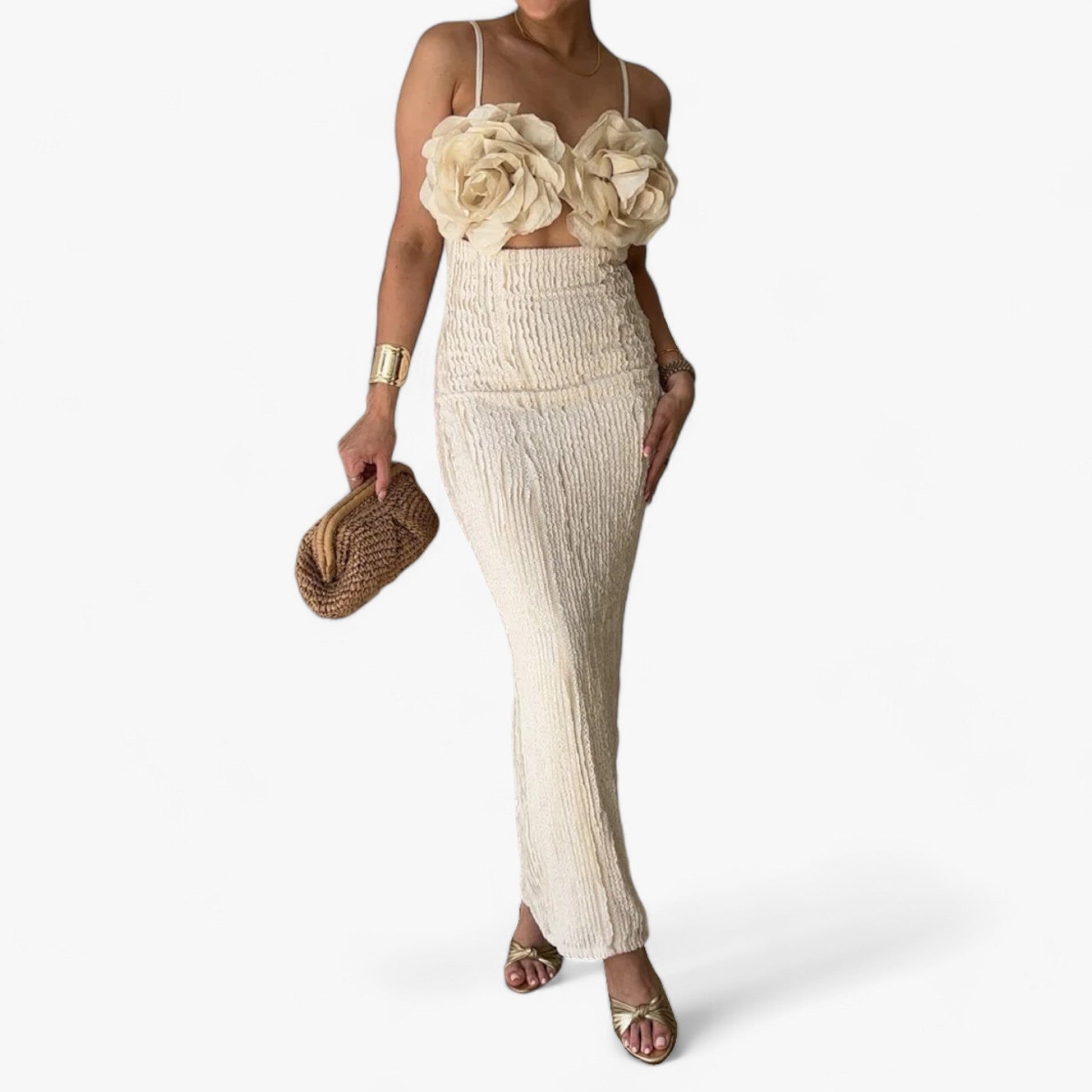 Maxi Klänning Dam Överdimensionerad Med Korsettstruktur Högkvalitativt Tyg 6