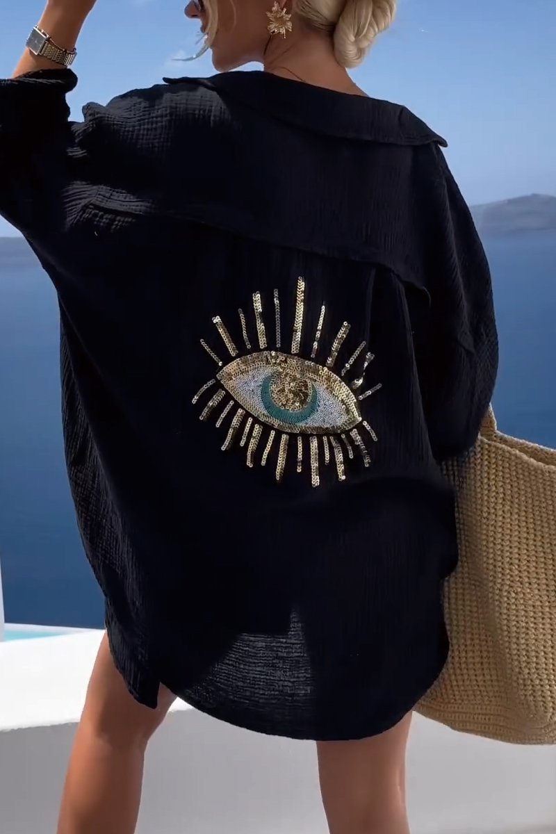 Dam Tunika Lätt Material Dekorerad Rygg för Sommar Stil-4