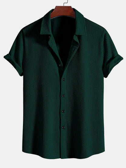 Herrskjorta Kortärmad Geometrisk Design Polyester Avslappnad Passform 6