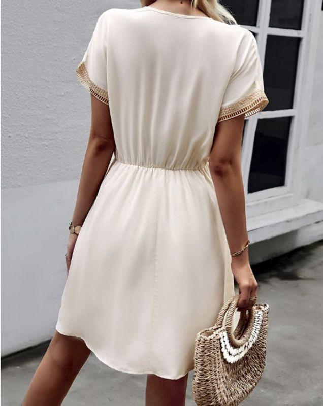 Dam Kort Klänning Modern Design Mjuk Tyg-3