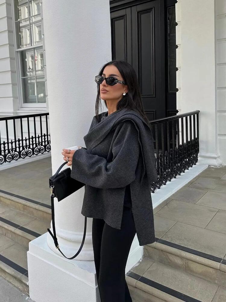 Dam Kappa Asymmetrisk Design Polyester Elegant Passform-3