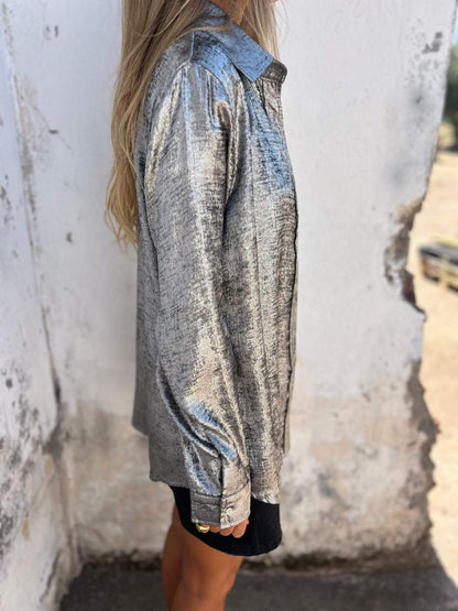 Blus Dam Metallisk Glamour Polyester Elastan-4