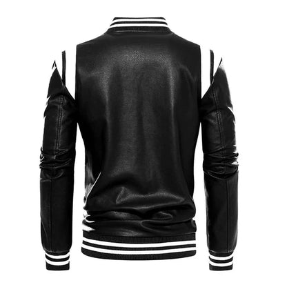 Herrjacka Läder Klassisk Basebolljacka Stil Ren Design-2