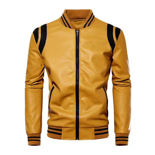 Variant image for Herrjacka Läder Klassisk Basebolljacka Stil Ren Design-7