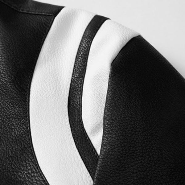 Herrjacka Läder Klassisk Basebolljacka Stil Ren Design-3