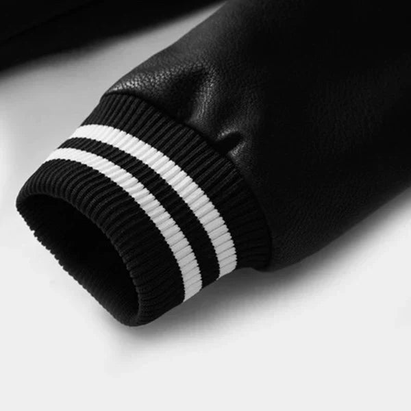Herrjacka Läder Klassisk Basebolljacka Stil Ren Design-6