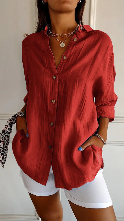 Variant image for Dam Blus Strukturerad Veckad Bomull Relaxed Fit-37