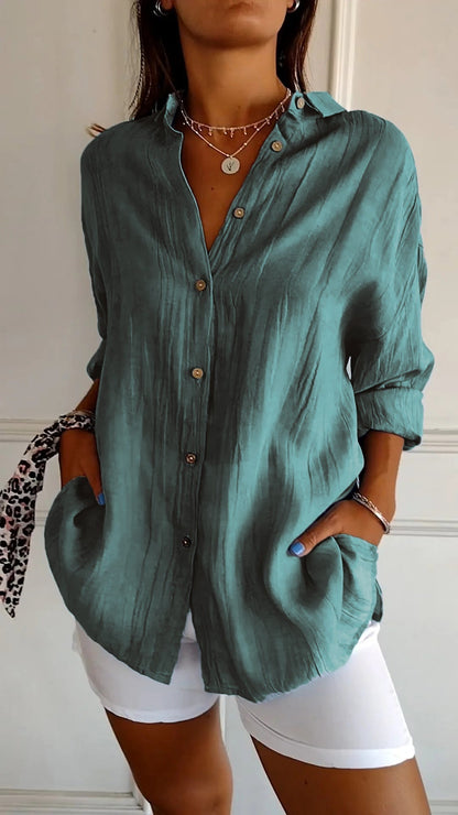 Variant image for Dam Blus Strukturerad Veckad Bomull Relaxed Fit-31