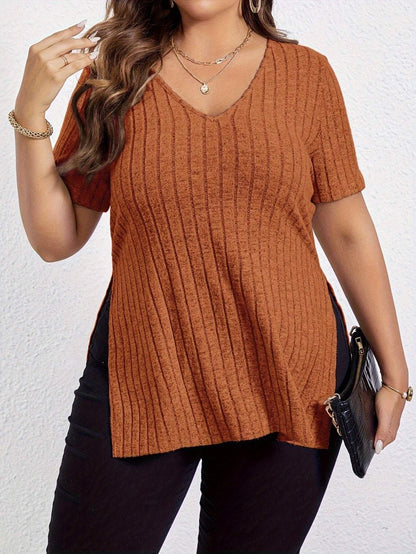 Dam V-hals Topp Korta Ärmar Mjukt Material-3