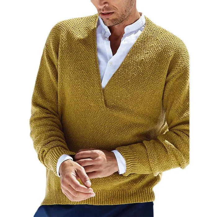 Herr Tröja Slim Fit V-Hals 100% Bomull-1