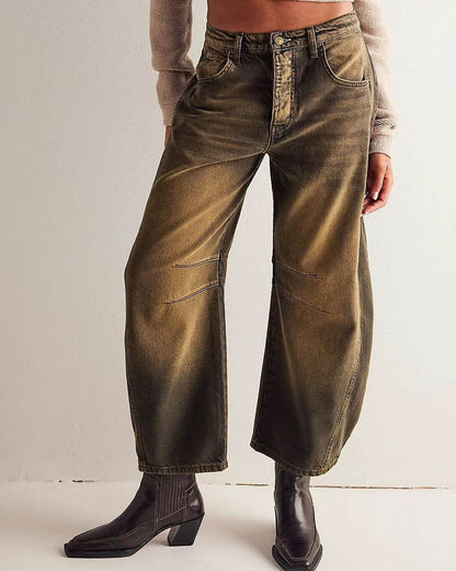 Kvinnors Raka Jeans Klassisk Passform Denim-3