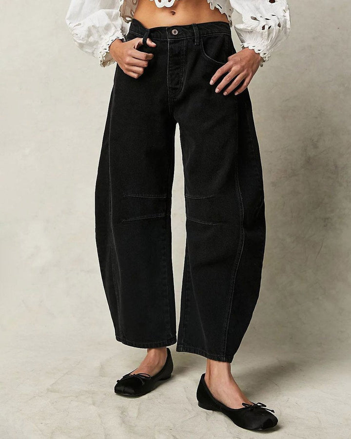 Kvinnors Raka Jeans Klassisk Passform Denim-1