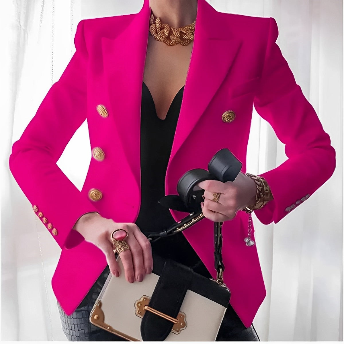 Elegant Kvinnors Blazer i Högkvalitativ Polyester - Perfekt Passform för Vardag och Formella Tillfällen 12