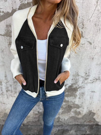 Dam Denimjacka Trendig Design Hållbar-5
