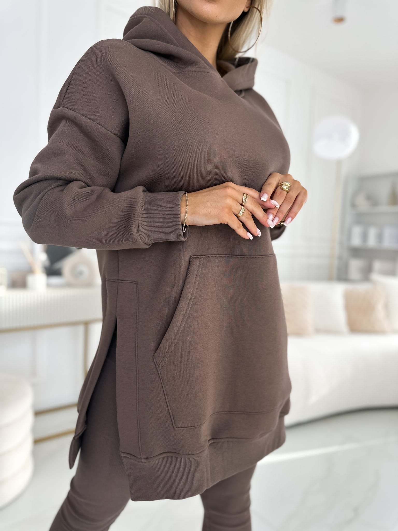 Mjukisset Dam – Tvådelat Set med Hoodtröja och Leggings i Mjuk Polyester och Elastan, Svart 5