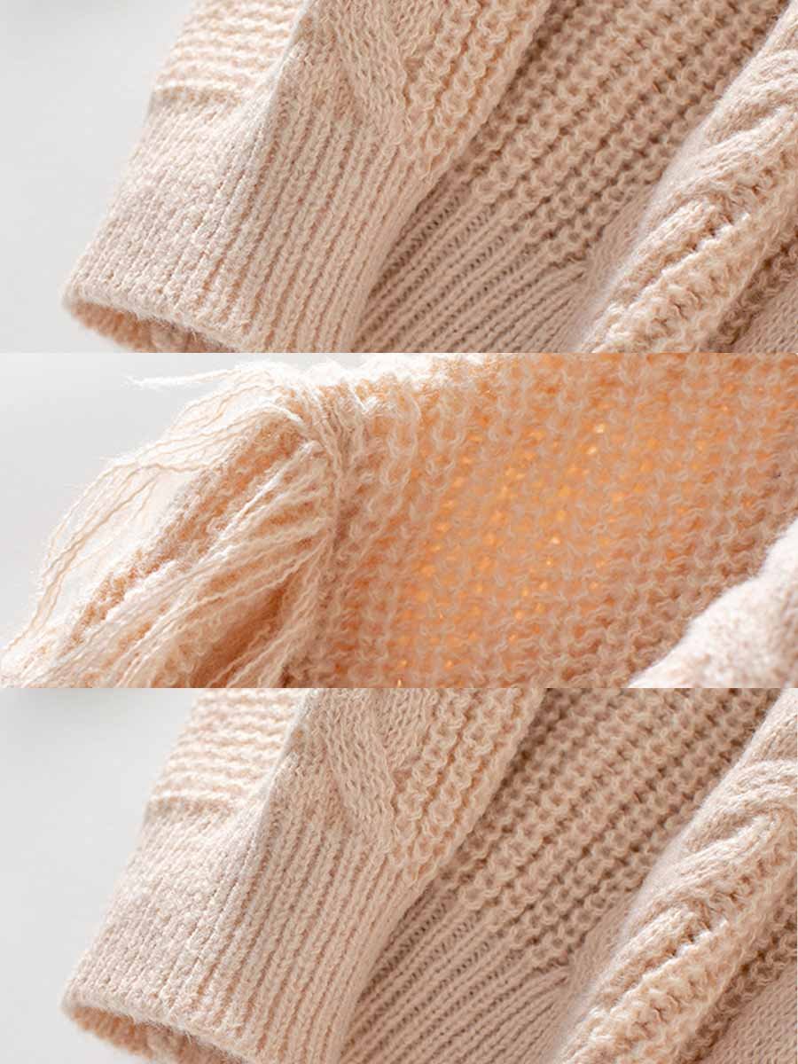 Stickad Dam Tröja Flätad Turtleneck Mjuk Material-2