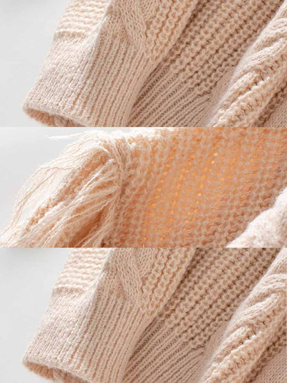 Stickad Dam Tröja Flätad Turtleneck Mjuk Material-2