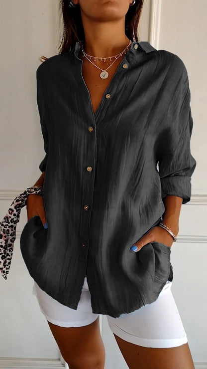 Variant image for Dam Blus Strukturerad Veckad Bomull Relaxed Fit-61