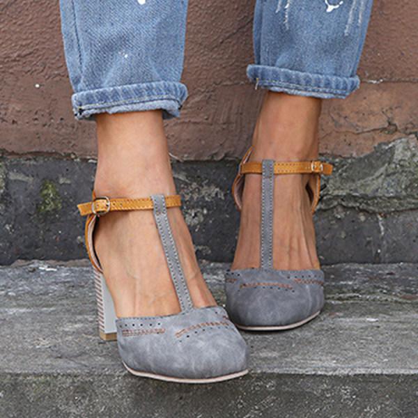 Dam Sandaler Retro Stil Högkvalitativ Syntet och Läder 6
