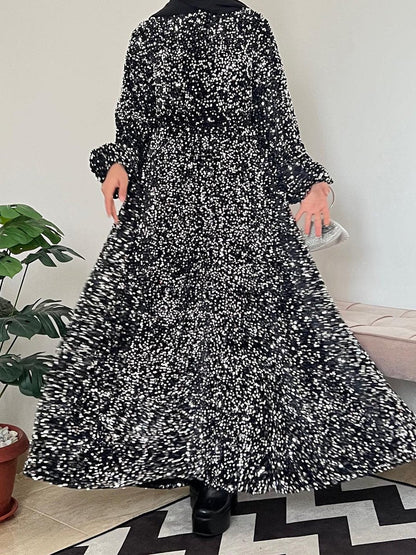 Variant image for Dam Paljettklänning Lång Ärmar Rund Halsringning Polyester-7