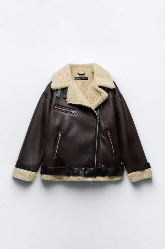 Elegant Damjacka i Syntetiskt Läder med Revers – Vattenavvisande och Bekväm Jacka för Dam i Storlekar S-XL 1