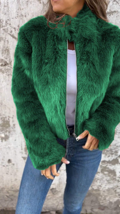 Damjacka Faux Päls Trendig Design Mjuk Material-6