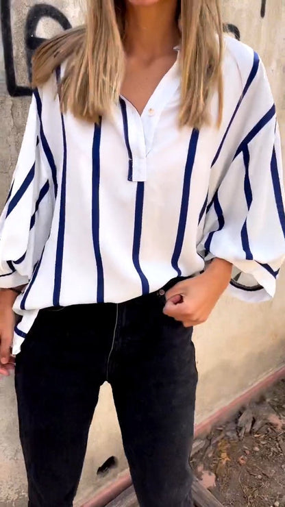 Dam Blus Trendig Avslappnad Passform Polyester-2