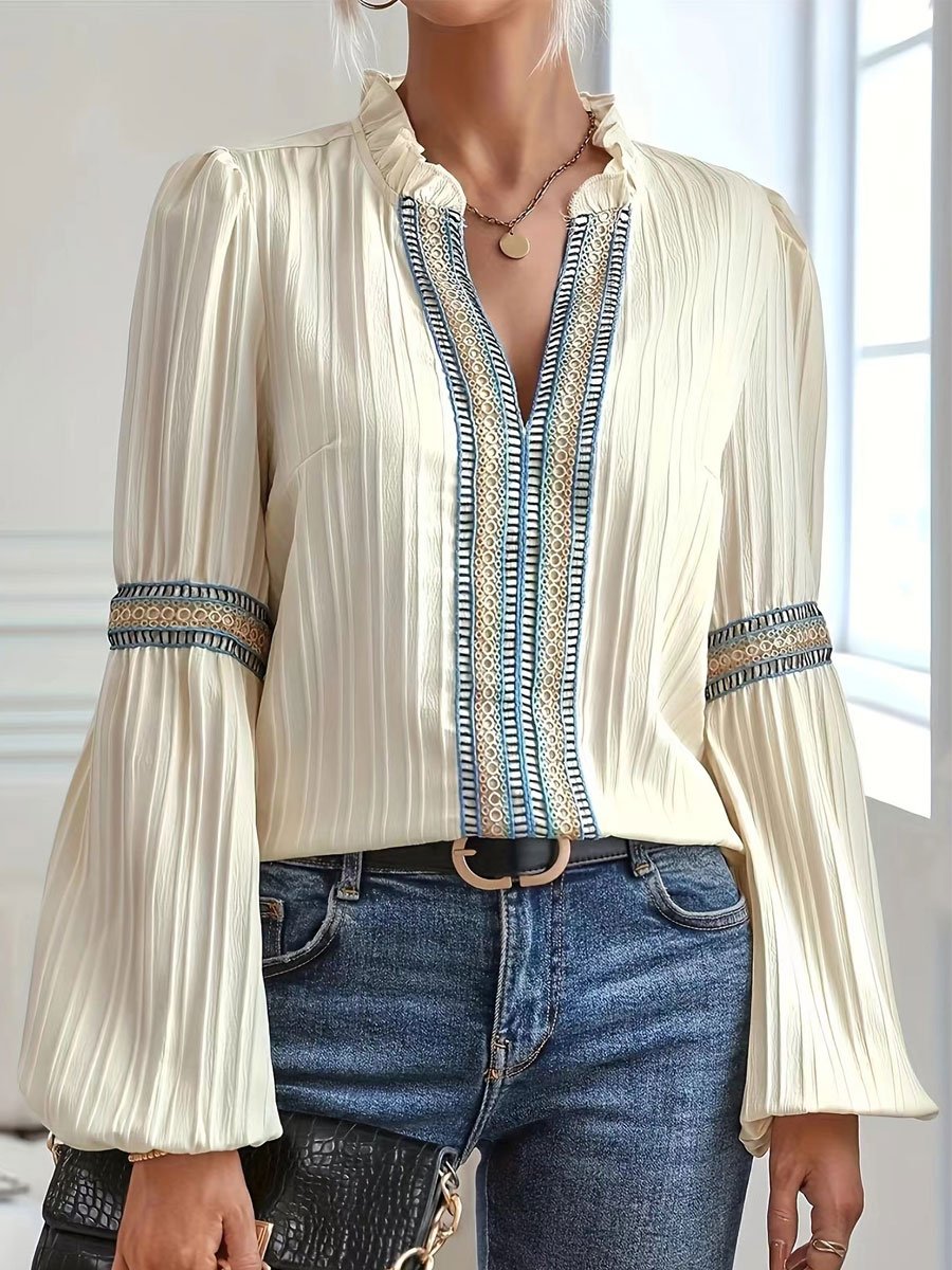 Dam Långärmad Blus Monokrom UV-skyddad Lätt Bomull Polyester-2