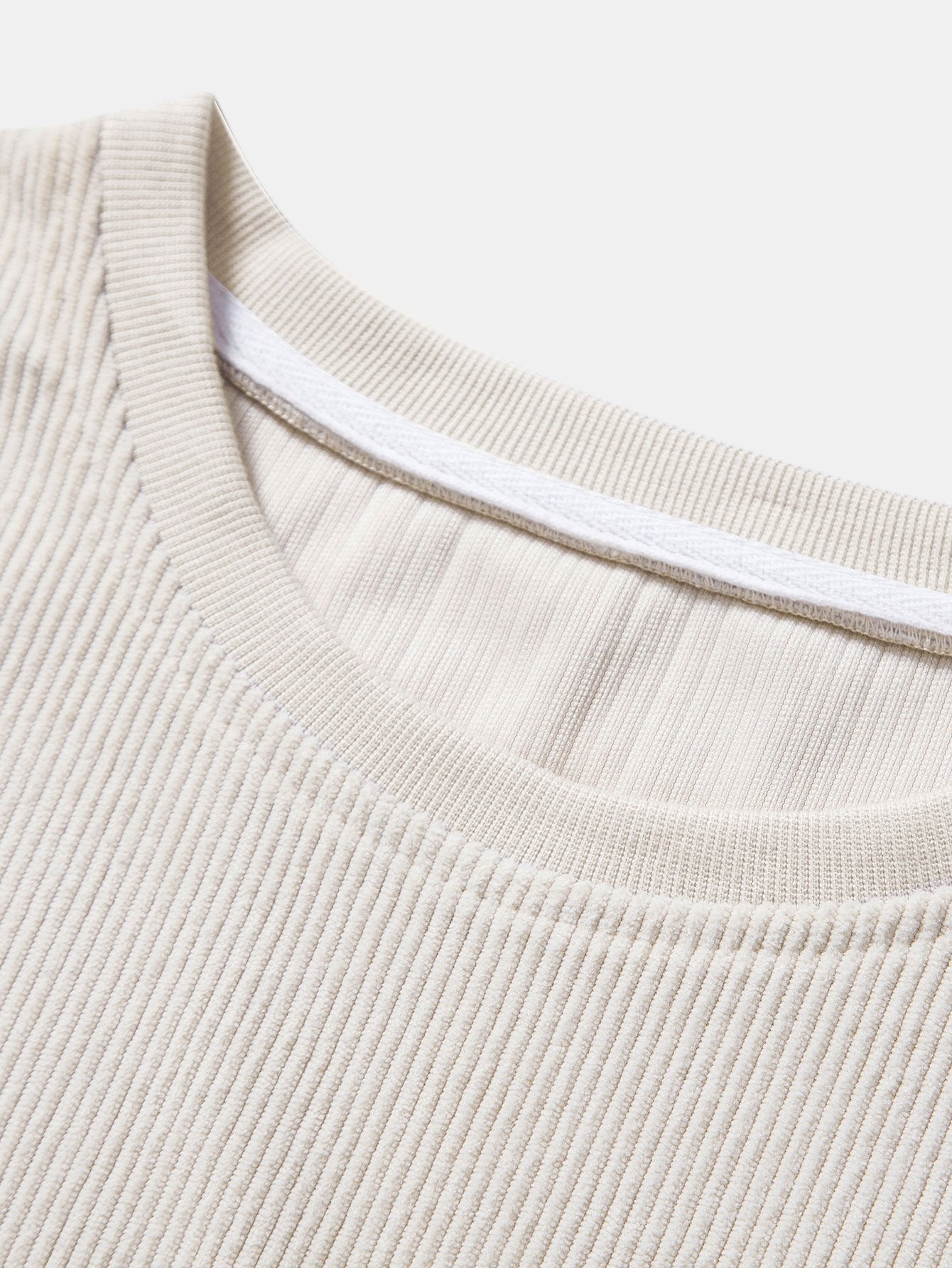 Dam T Shirt Ribbstickad Mjuk Bomull för Vardag och Kontor 6