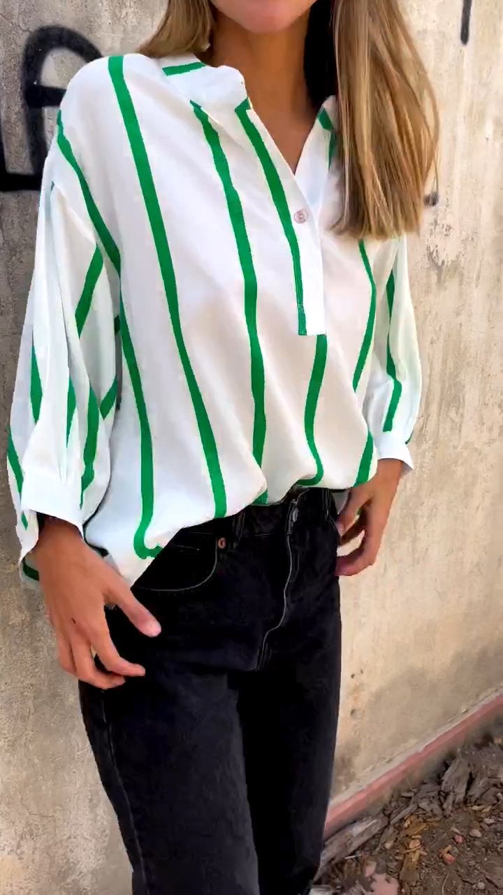 Dam Blus Trendig Avslappnad Passform Polyester-3