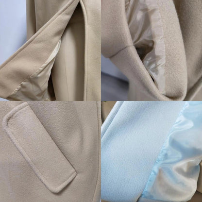 Damjacka Bred Krage Ullblandning Casual Vinterjacka-2