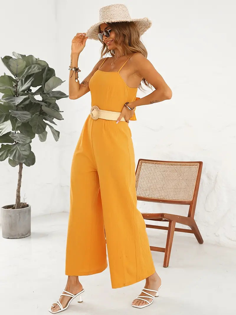 Variant image for Dam Jumpsuit Spaghetti-Bärare med Bälte Högkvalitativt Tyg-9