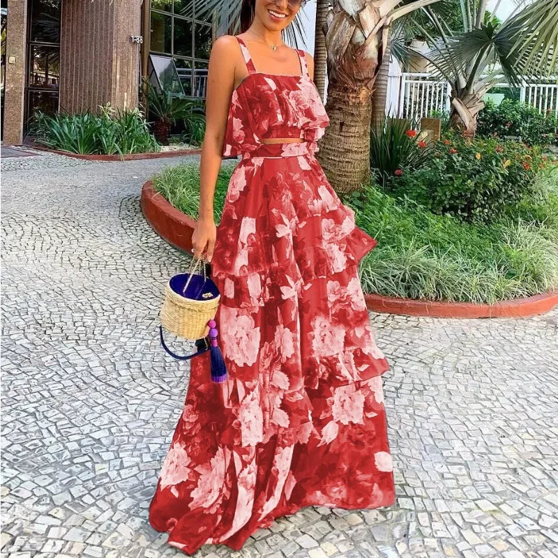 Variant image for Dam Rockuppsättning Blommig Design Tvådelad Lätt Tyg-2