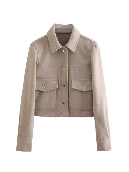 Damjacka med Knappar och Långa Ärmar i Elegant Design av Polyester-4