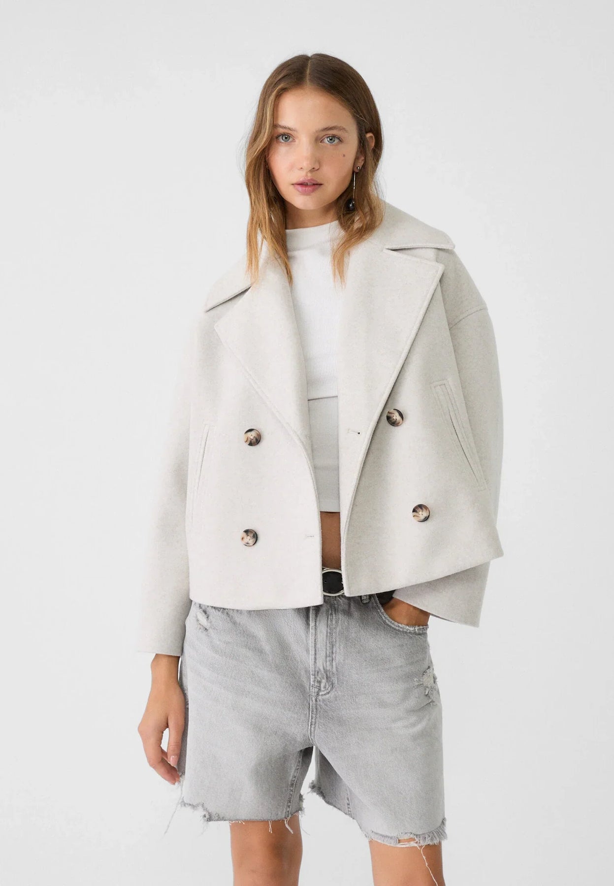 Kvinnors Kort Jacka Mjuk Mocka Chic Stil-3