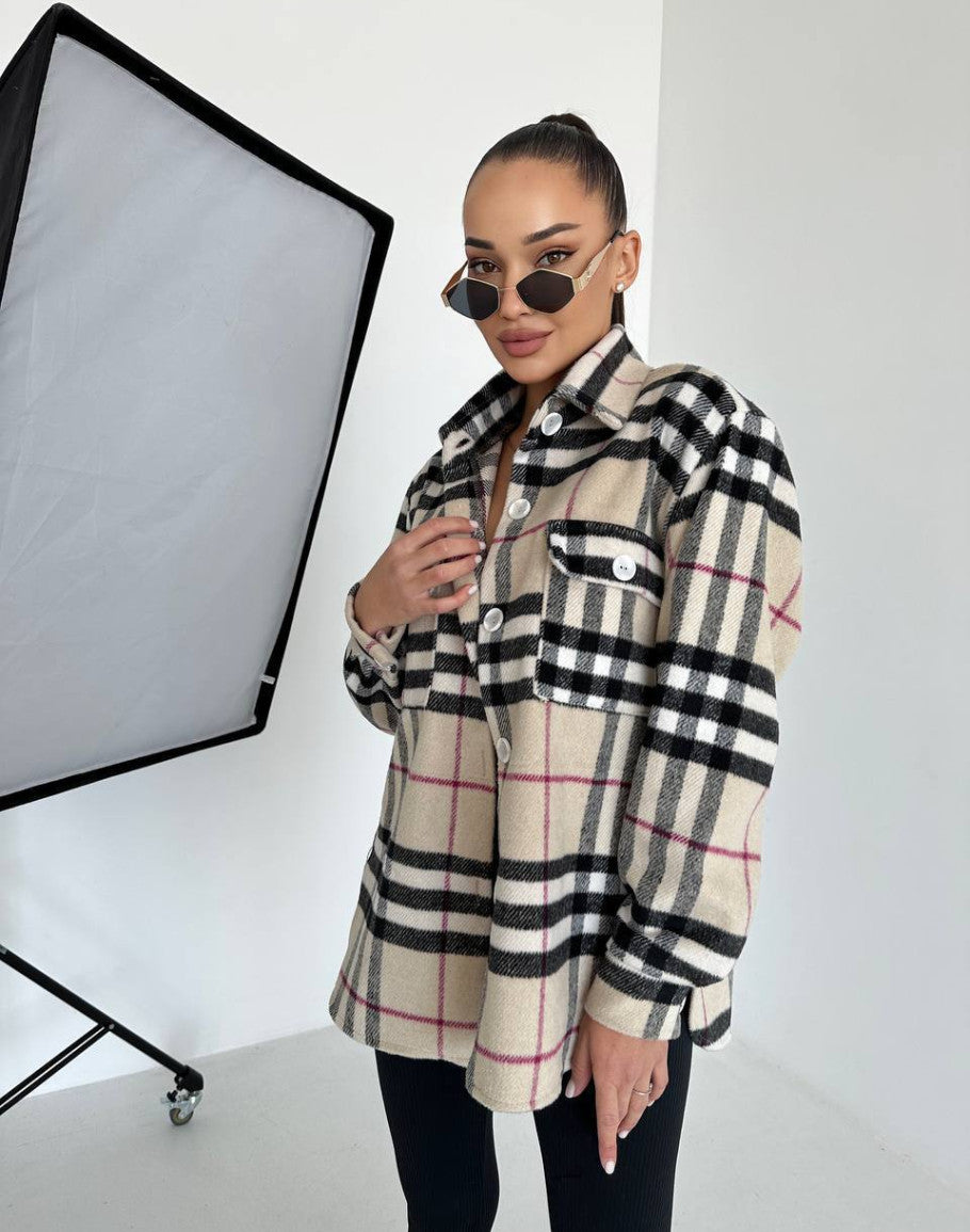 Damjacka Caro Rutigt Mönster Högkvalitativt Tyg för Hösten 4