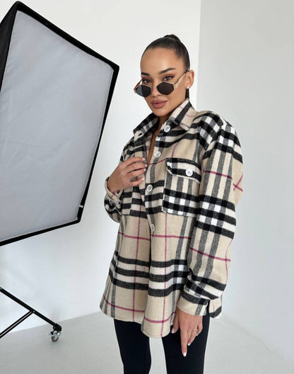 Damjacka Caro Rutigt Mönster Högkvalitativt Tyg för Hösten 4