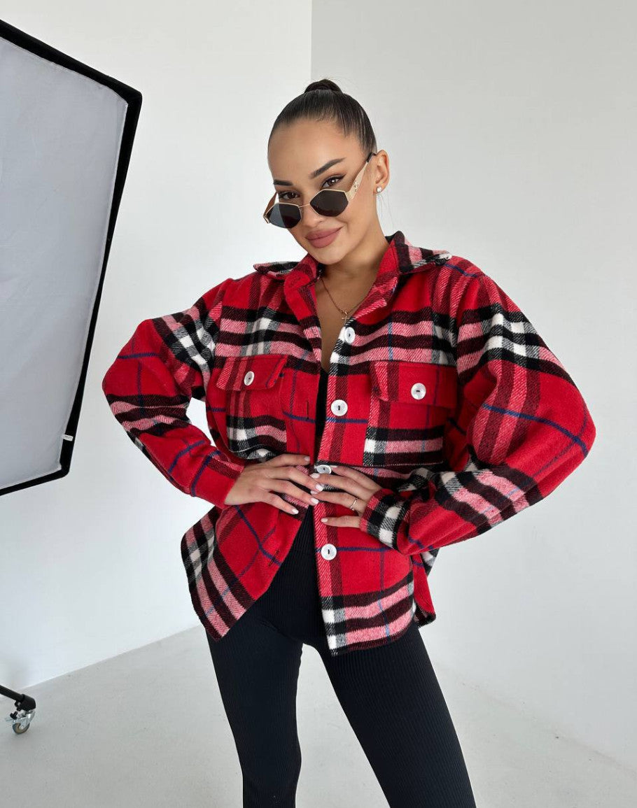 Damjacka Caro Rutigt Mönster Högkvalitativt Tyg för Hösten 3